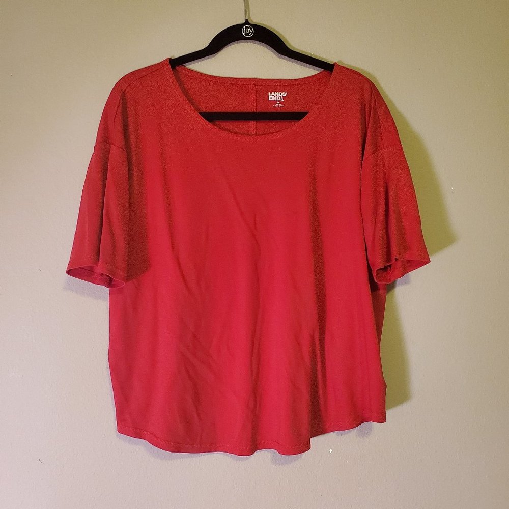 Red, Comfy Lands' End T-Shirt 3/4 Sleeves